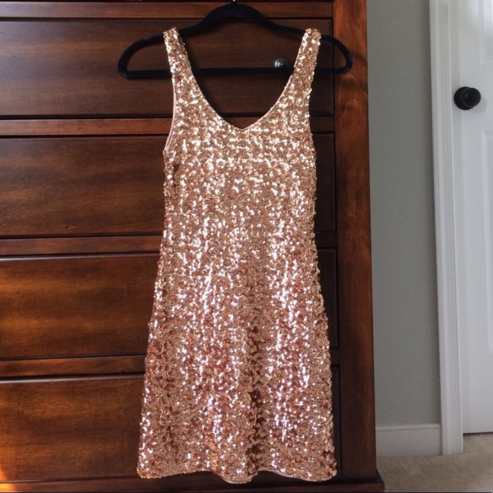 Show stopper rose gold sequin dress